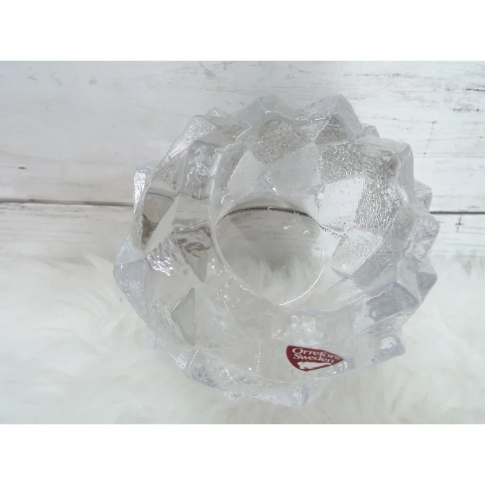Orrefors Sweden Art Glass Artichoke Nimbus Votive Handle Holder